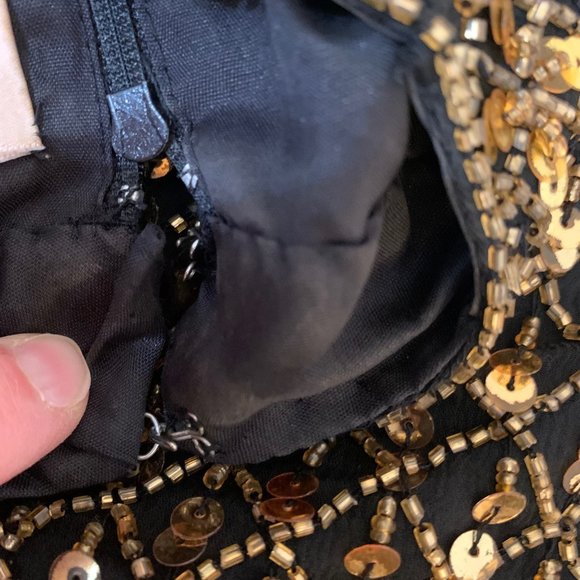 Vintage Mark & John by Gopal Black and Gold Sequin/Beaded Halter Top Size L - Picture 10 of 15